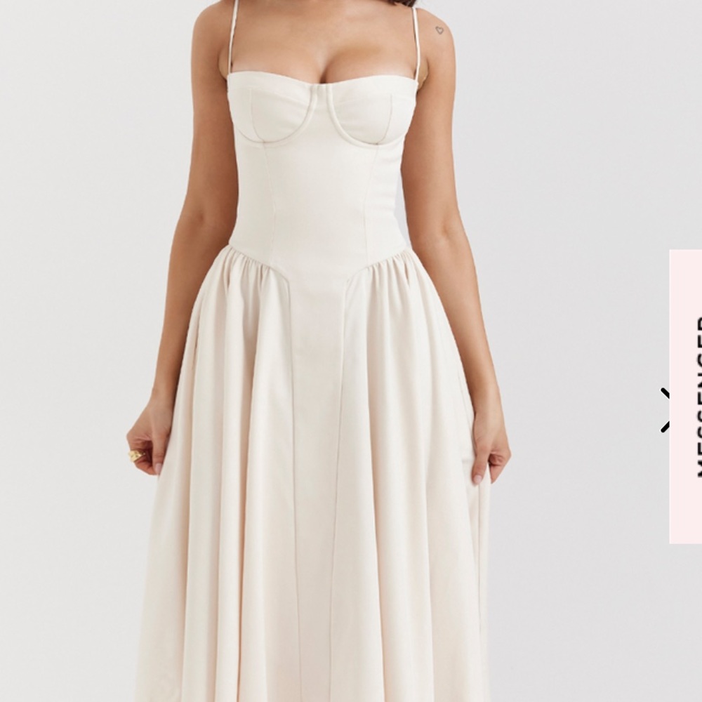 House of CB Cream Corseted Midi Dress